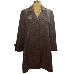 Elegant purple Leopard Print Women's trench Coat.wc1011